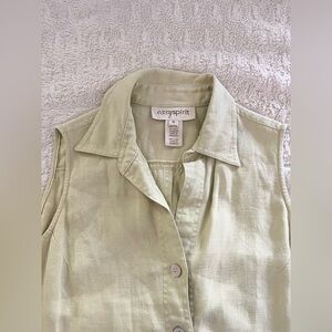 DRESS SALE: Vintage 100% Linen Sleeveless Green Maxi Dress Size 6